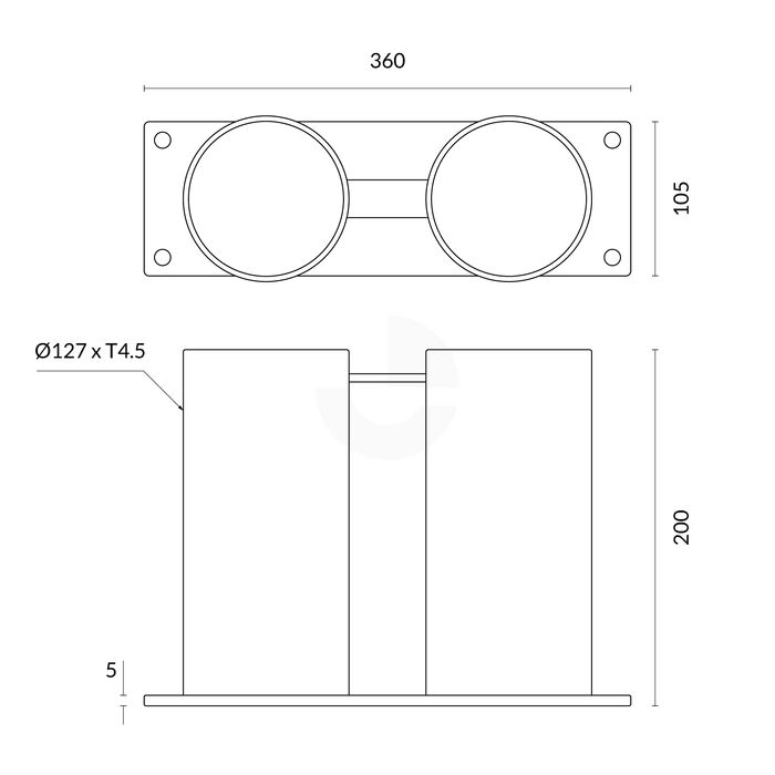 Bollard Double Base Only 114mm Surface Mounted Removable - Galvanised