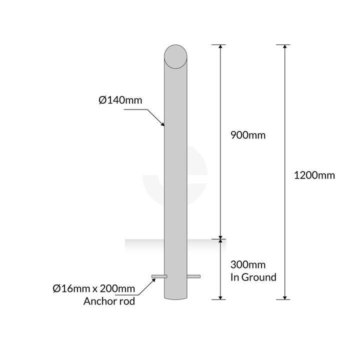 Bollard 140mm In Ground Bevelled Top - Stainless Steel 304