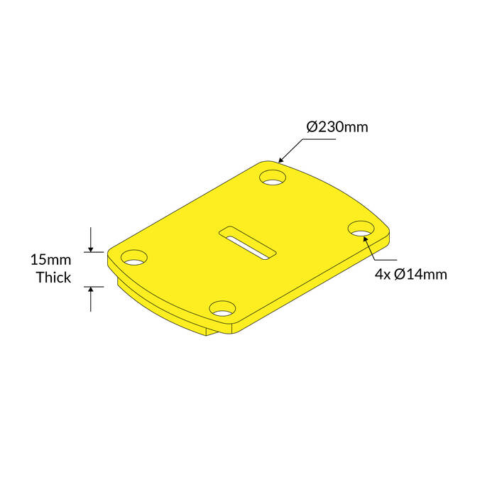Bollard 140mm Keylock Surface Mounted Shoe Base Only - Yellow