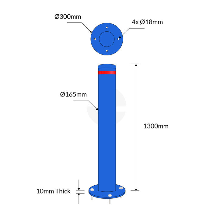 Disabled Parking Surface Mounted Bollard - 165mm Blue