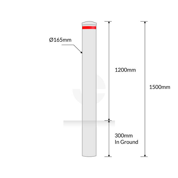 Bollard 165mm In Ground Hot Dipped - Galvanised