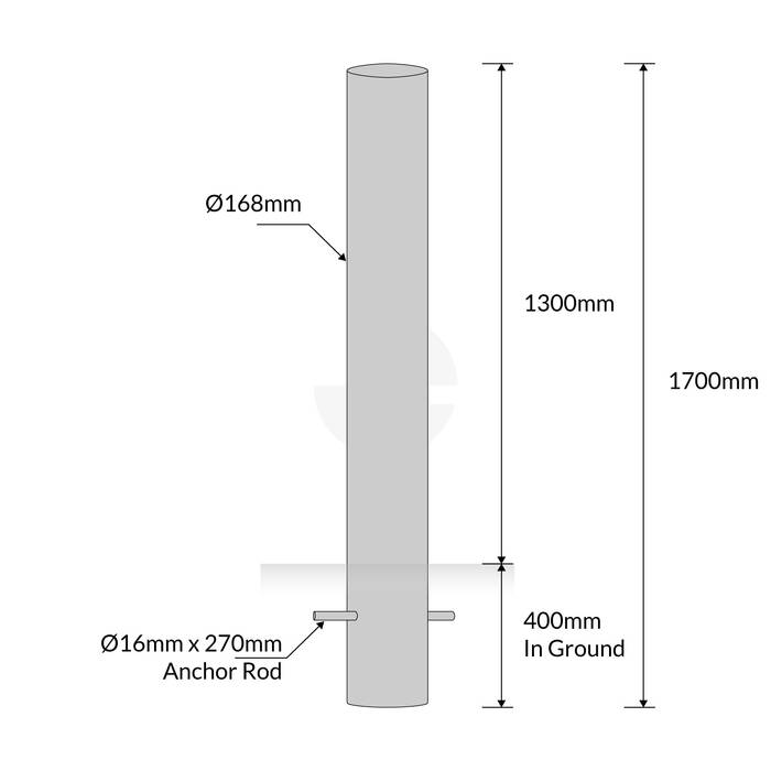Bollard 168mm In Ground - Stainless Steel 304