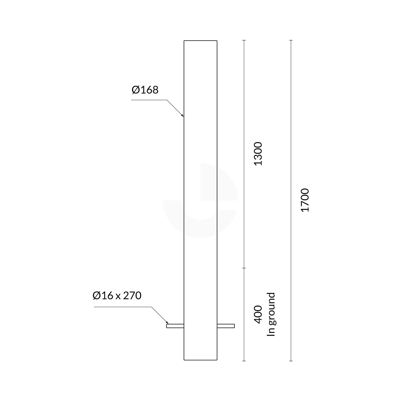 Bollard 168mm In Ground - Stainless Steel 304