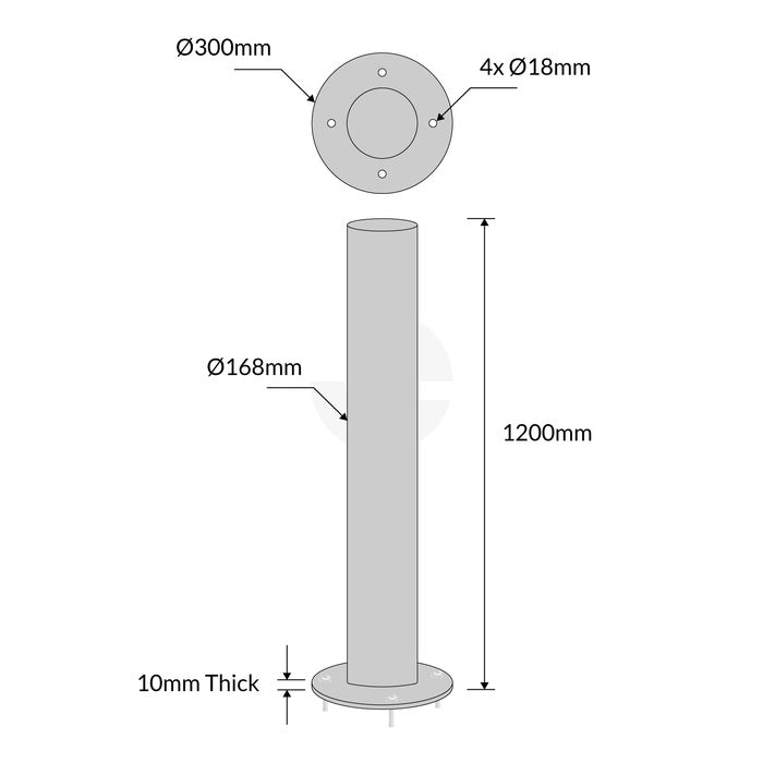 Surface Mounted 168mm Stainless Steel Bollard