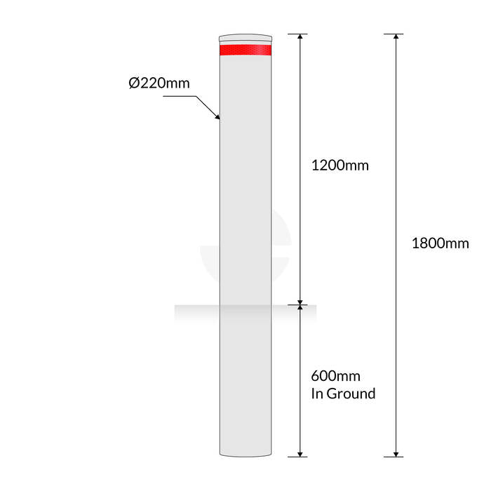 Bollard 220mm In Ground Hot Dipped Galvanised