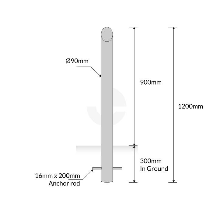 Bollard 90mm In Ground Bevelled Top - Stainless Steel