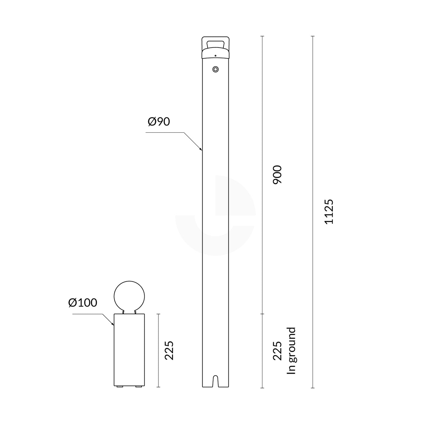 Bollard Removable KeyLock 90mm In Ground Yellow