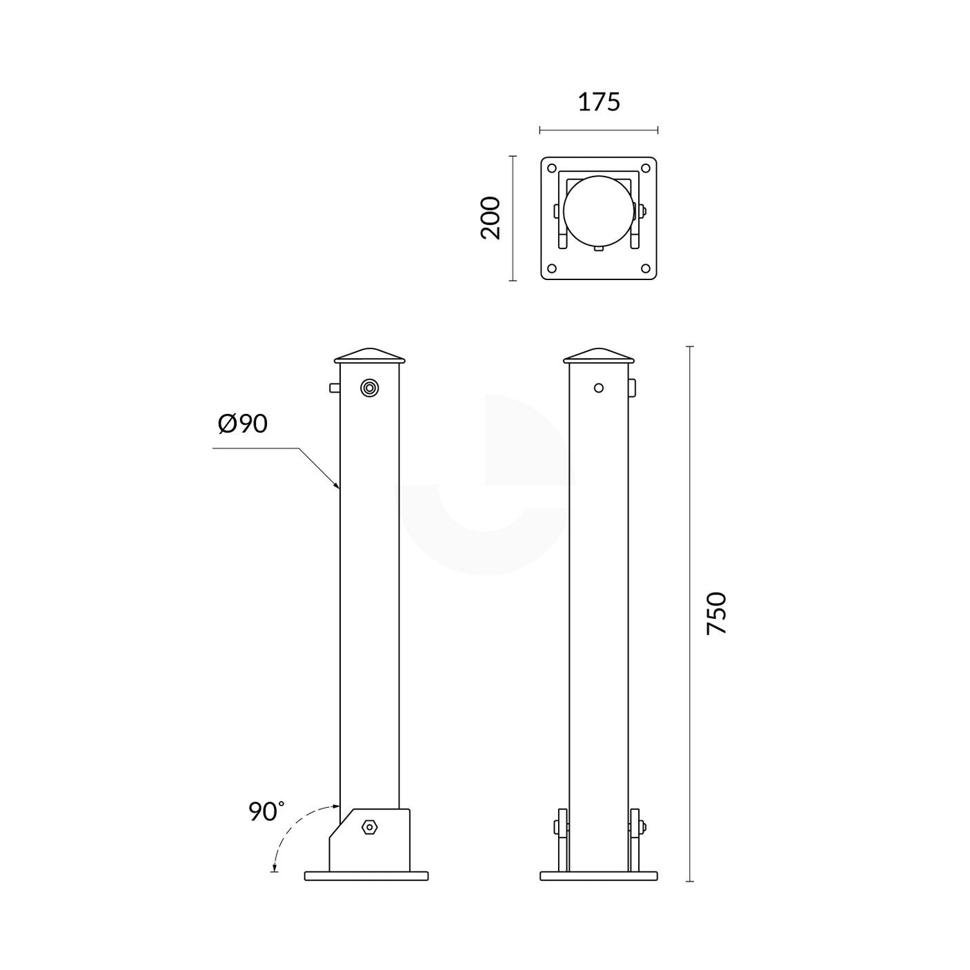 Bollard 90mm Parking