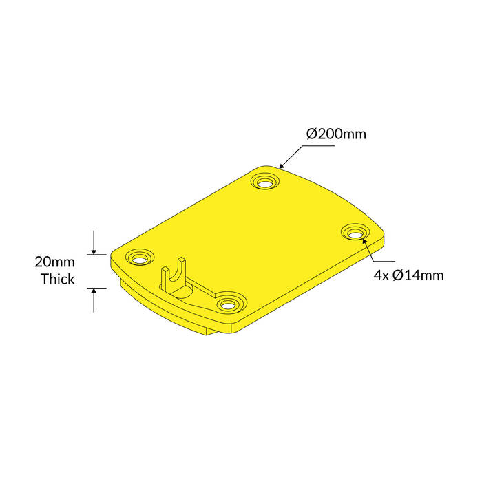 Bollard 90mm Surface Mounted Padlock Yellow  - Shoe Base Only