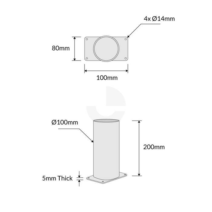 Bollard Base Only 90mm Surface Mounted Removable - Galvanised