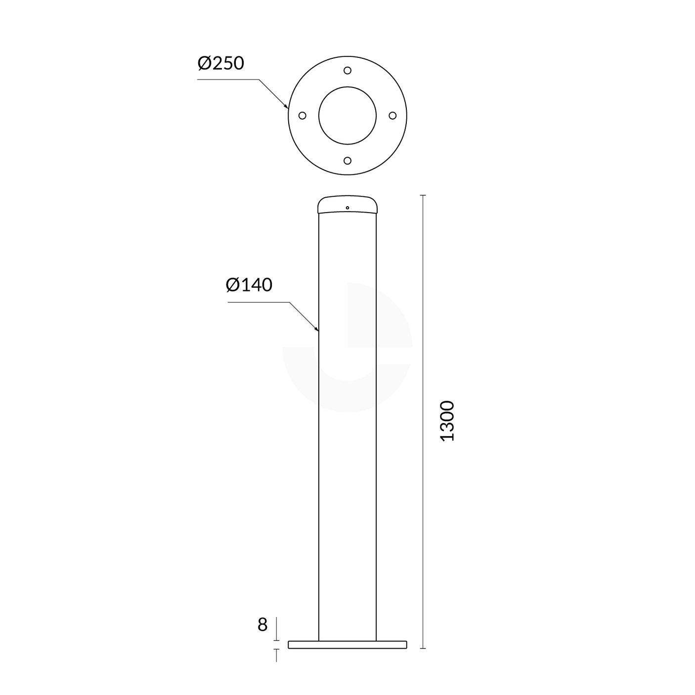 Bollard Flexible 140mm Surface Mounted - Yellow