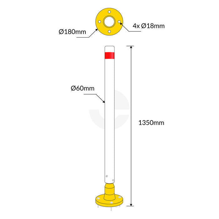Bollard Flexible Sign Delineators - 1350mm High