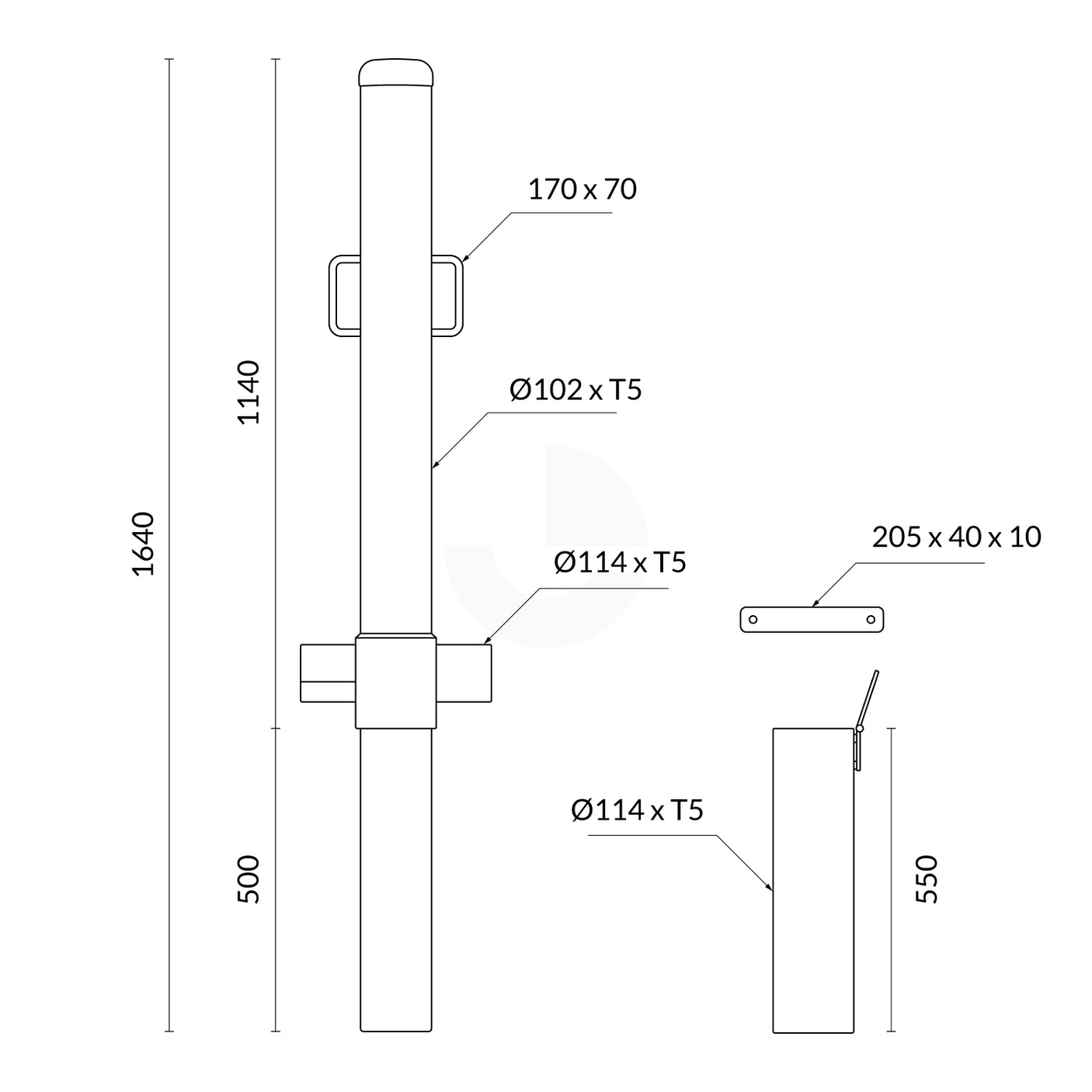 Bollard Heavy-Duty Removable In-Ground Double Lock Shared Zone Yellow