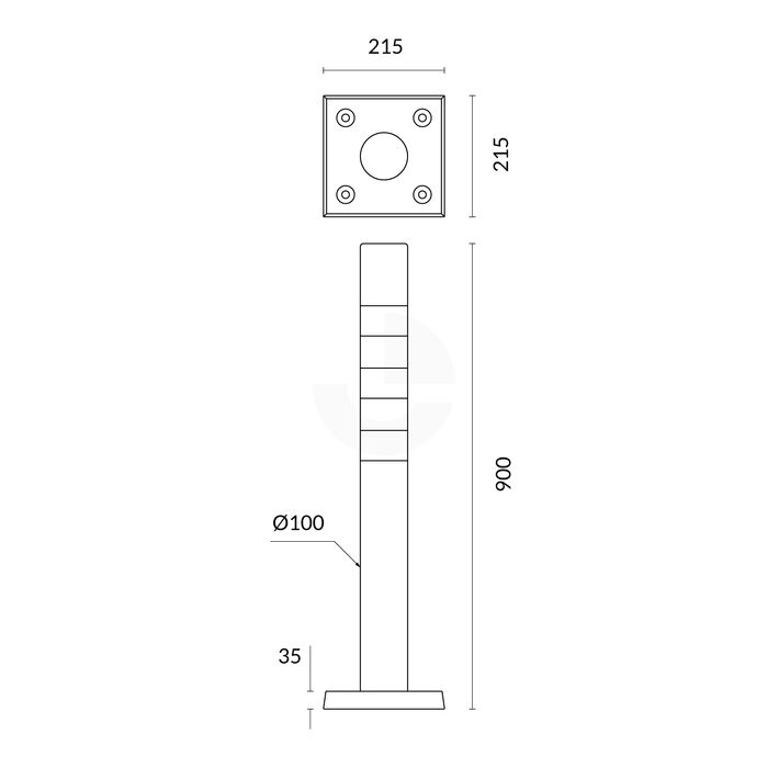 Bollard Impact Surface Mounted - 900mm High