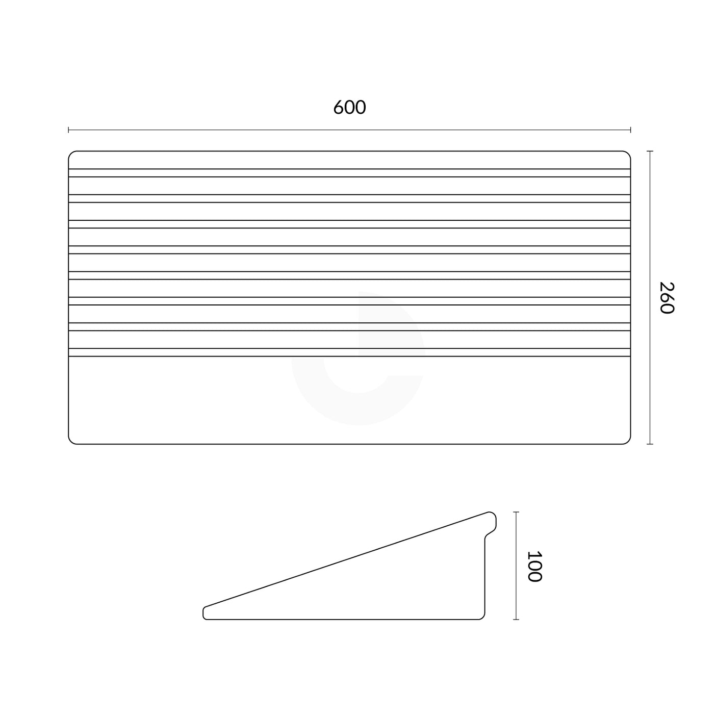 Kerb Ramp Rubber Black - 100mm High