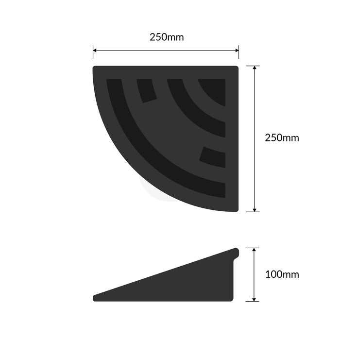 Kerb Ramp Rubber Black End - 100mm High