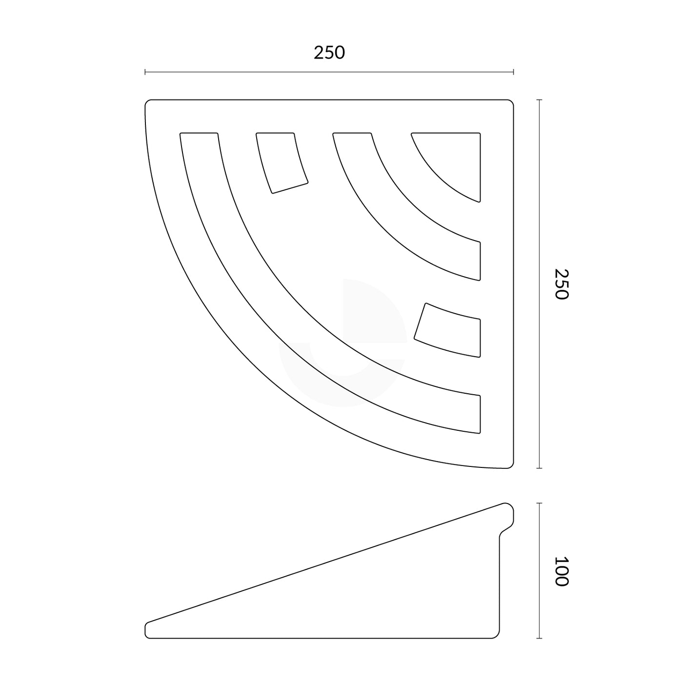Kerb Ramp Rubber Black End - 100mm High
