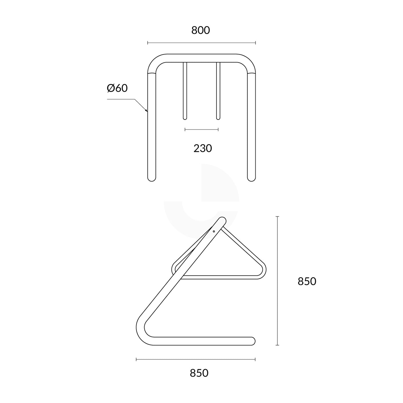 Bike Rack Galvanised Black Coat Hanger - Small