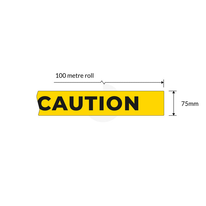 Caution Black On Yellow Barrier Tape 100m x 75mm
