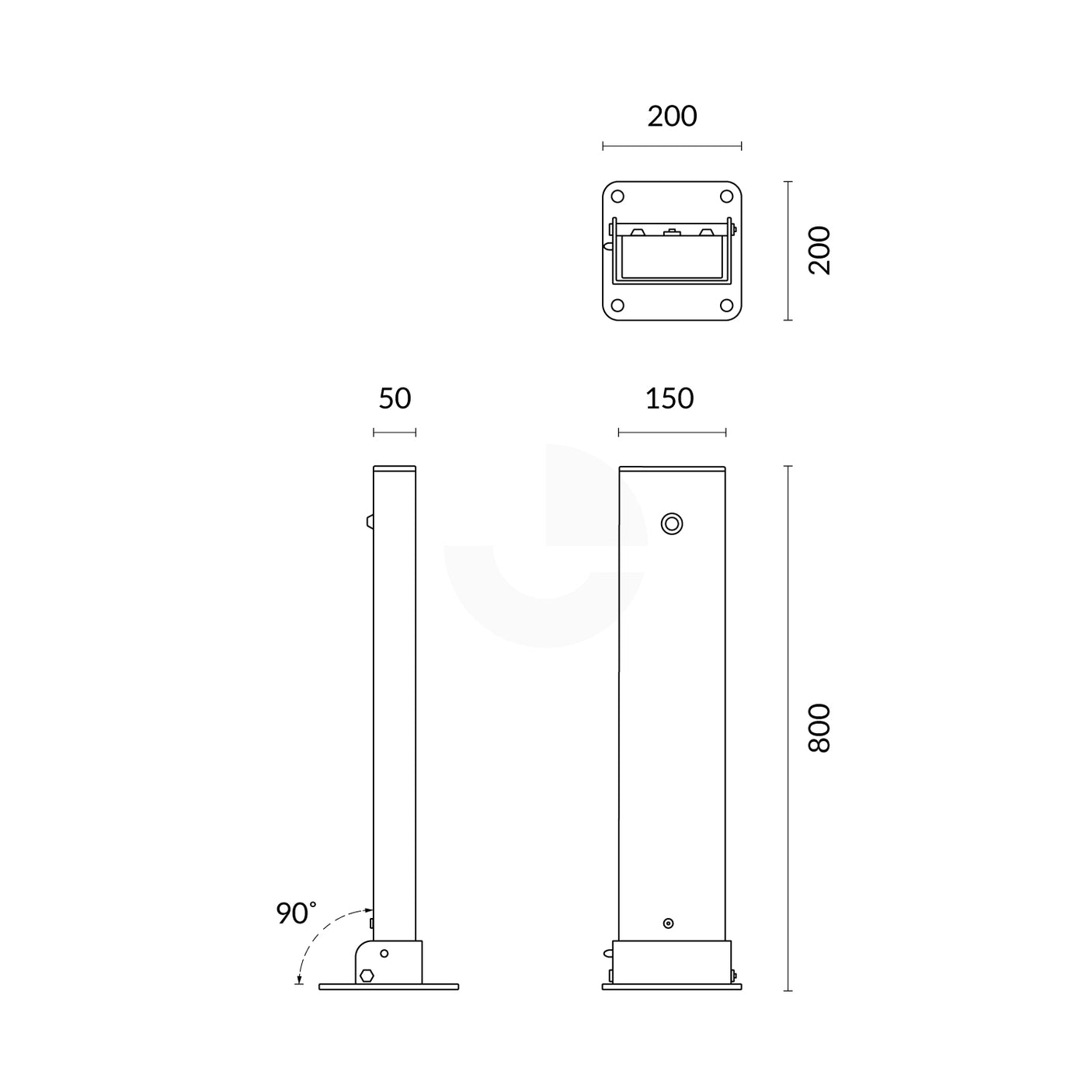Bollard Rectangle Parking - Keylock