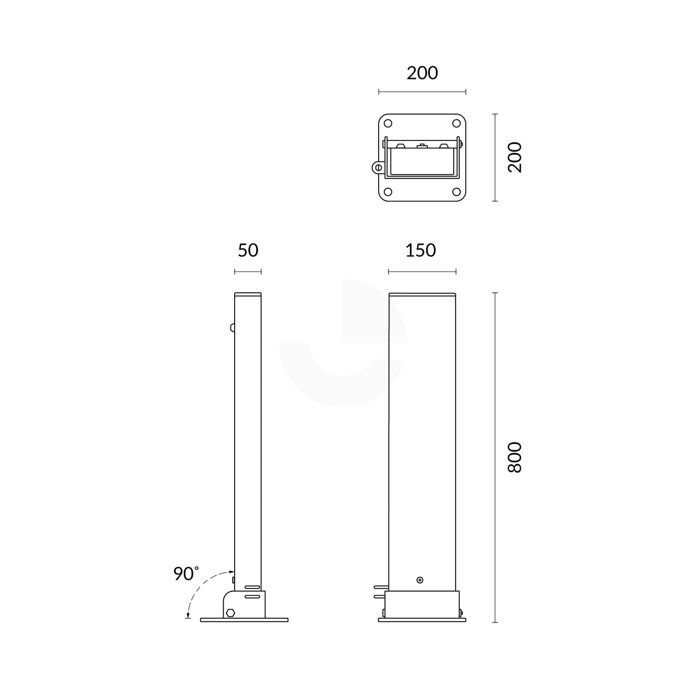 Bollard Rectangle Parking - Padlock