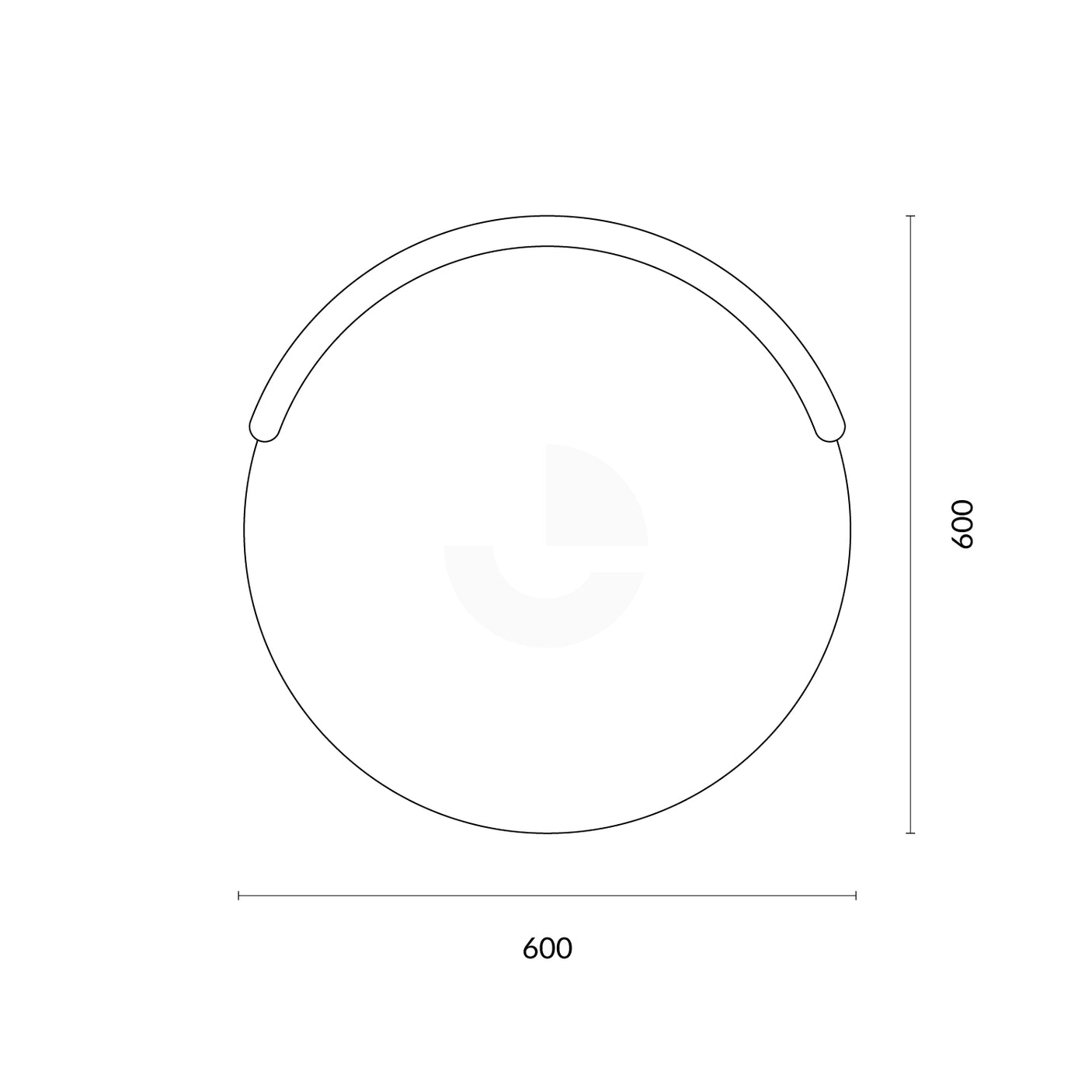 Convex Mirror Black - 600mm