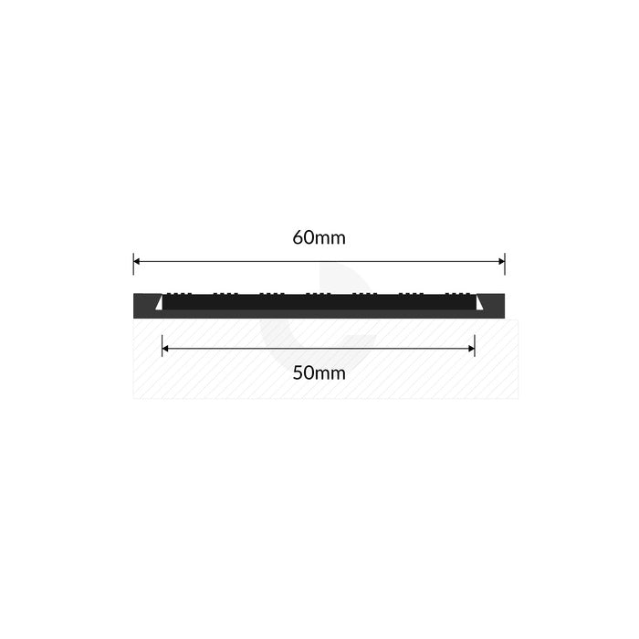 Enforcer Aluminium Recessed Nosing Natural or Black with Ridged PVC Insert - Flat Bar - Per  Metre
