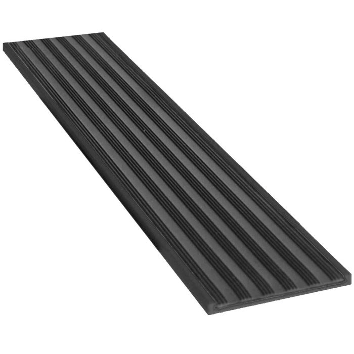 Enforcer Aluminium Recessed Nosing Natural or Black with Ridged PVC Insert - Flat Bar - Per  Metre