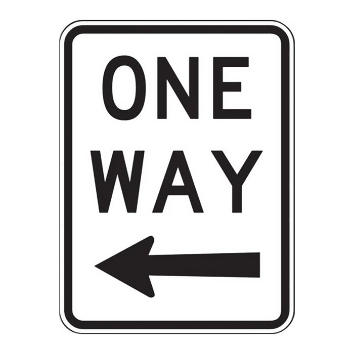One Way Arrow Left Sign 450x600mm