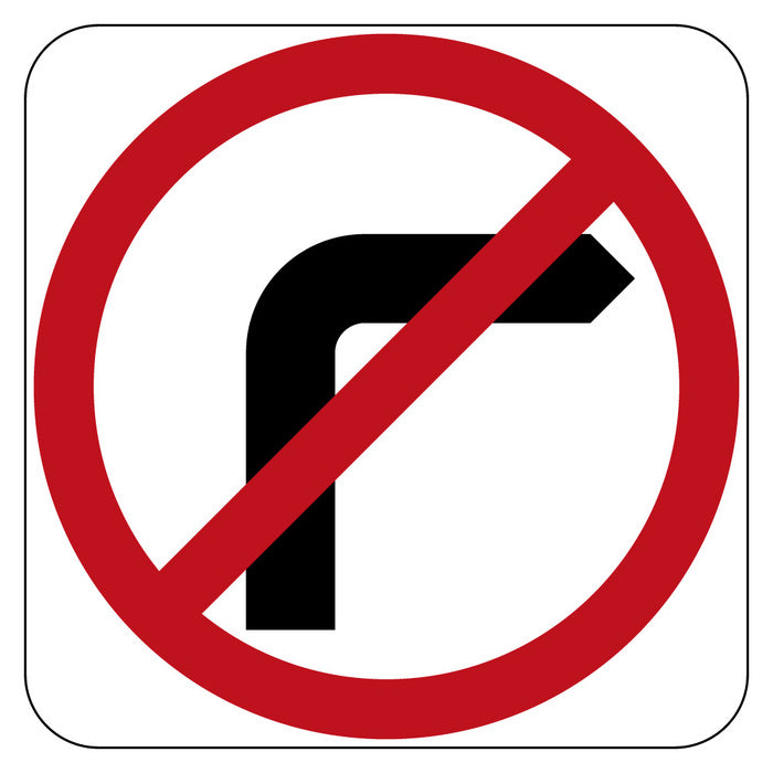 No Right Turn Sign 450x450mm, Aluminium