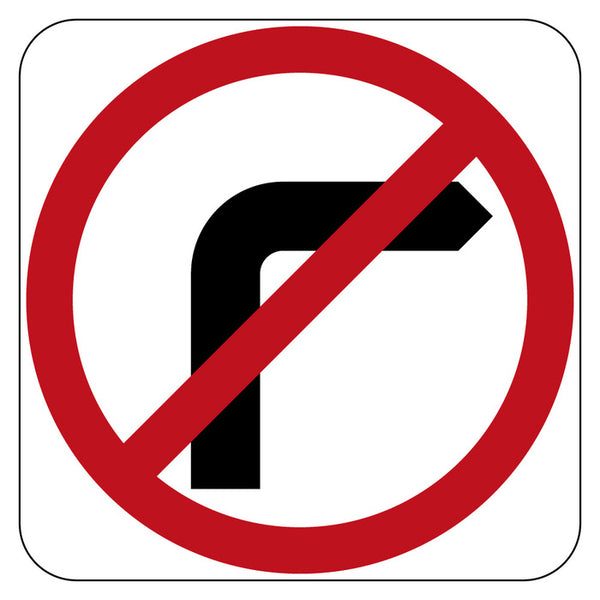 No Right Turn Sign 450x450mm, Aluminium