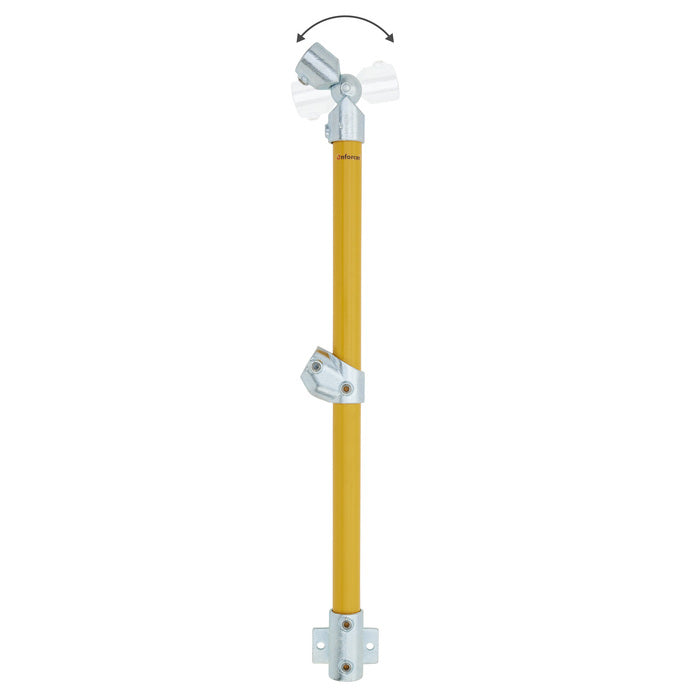 End Stanchion (Rise) w/ Rail Mount Fixing Plate - 31-44deg - Gal/Yellow