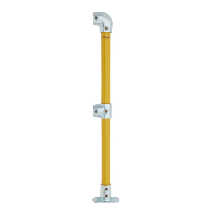 End stanchion (Rise) w/ Straight Angle Base Fixing Plate 0-11deg fittings - Gal/Yellow