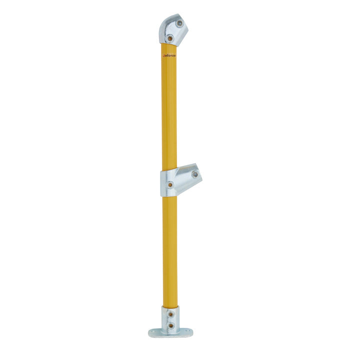 End Stanchion (Rise) w/ Straight Angle Base Fixing Plate 11-30deg Fittings - Gal/Yellow