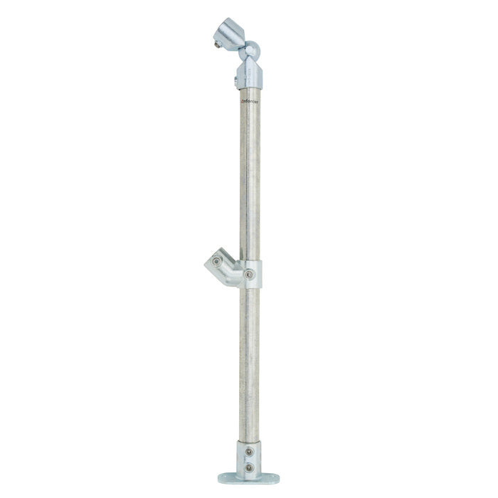 End Stanchion (Rise) w/ Straight Angle Base Fixing Plate 45deg fittings - Gal/Yellow