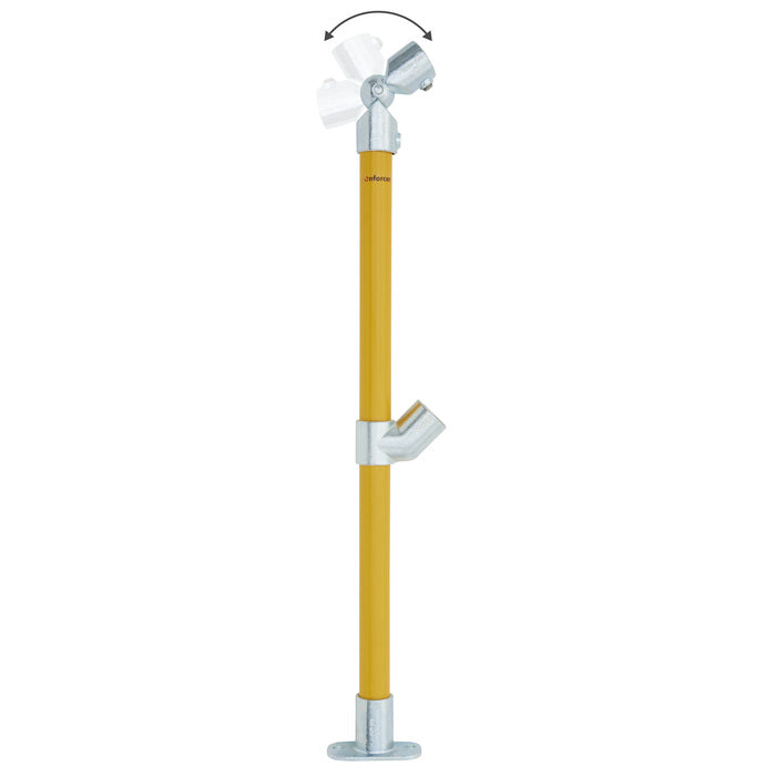 End Stanchion (Rise) w/ Straight Angle Base Fixing Plate 45deg fittings - Gal/Yellow