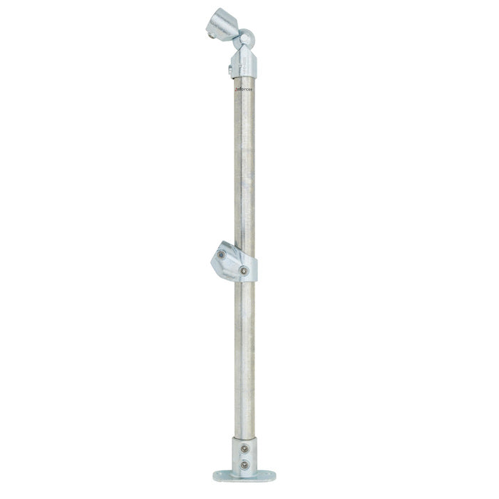 End Stanchion (Rise) w/ Straight Angle Base Fixing Plate 31-44deg Fittings - Galvanised/Yellow
