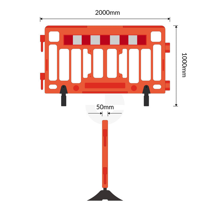 Plastic Fence Portable Barrier - 2000mm Orange