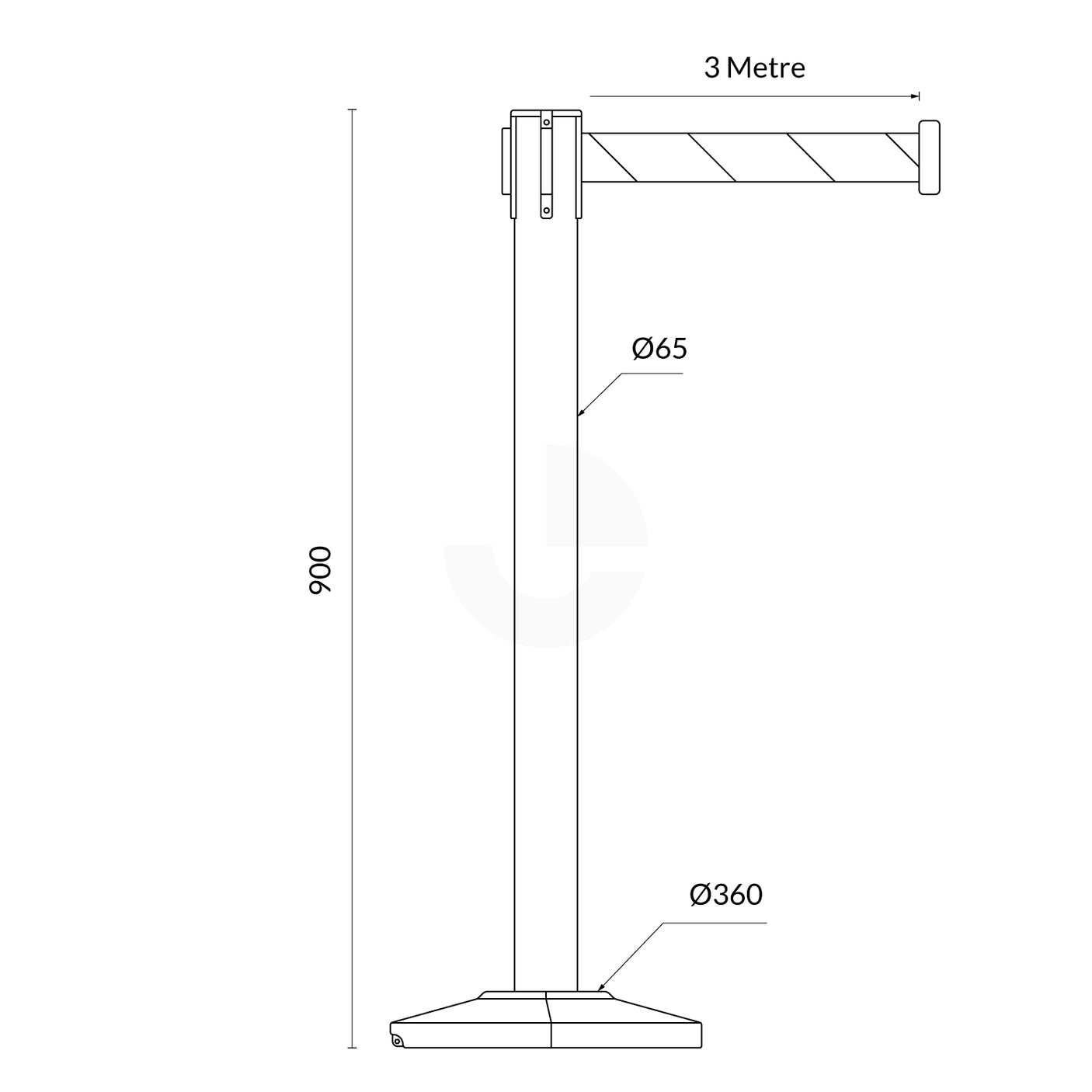 Retractable Belt Barrier Red Post - Red/White