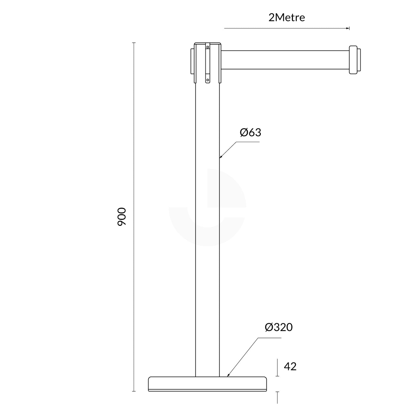 Retractable Belt Barrier Bollard - Stainless Steel - Red