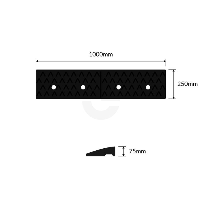 Black Kerb Ramp Rubber 75mm High