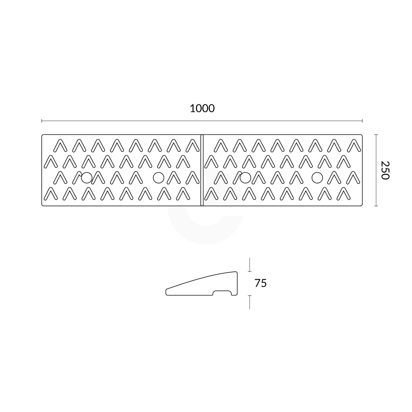 Black Kerb Ramp Rubber 75mm High