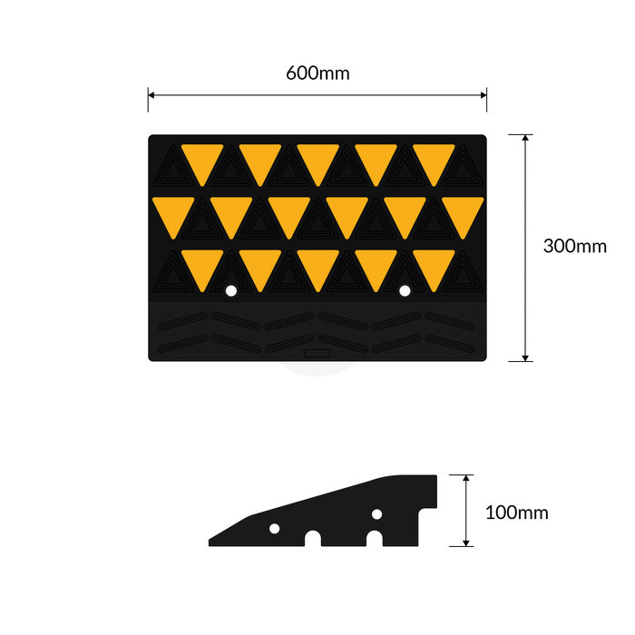 Kerb Ramp Rubber High-Vis Reflectors - 100mm High