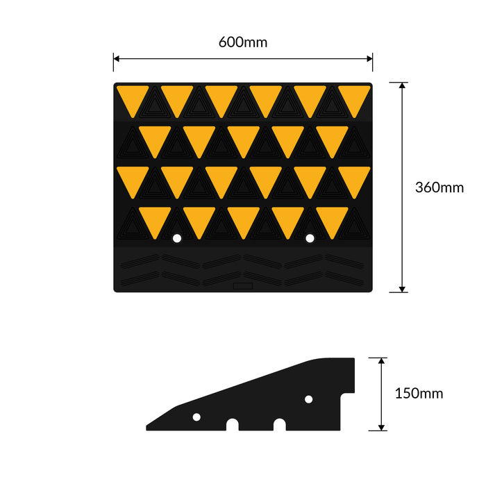 Kerb Ramp Rubber High-Vis Reflectors - 150mm High