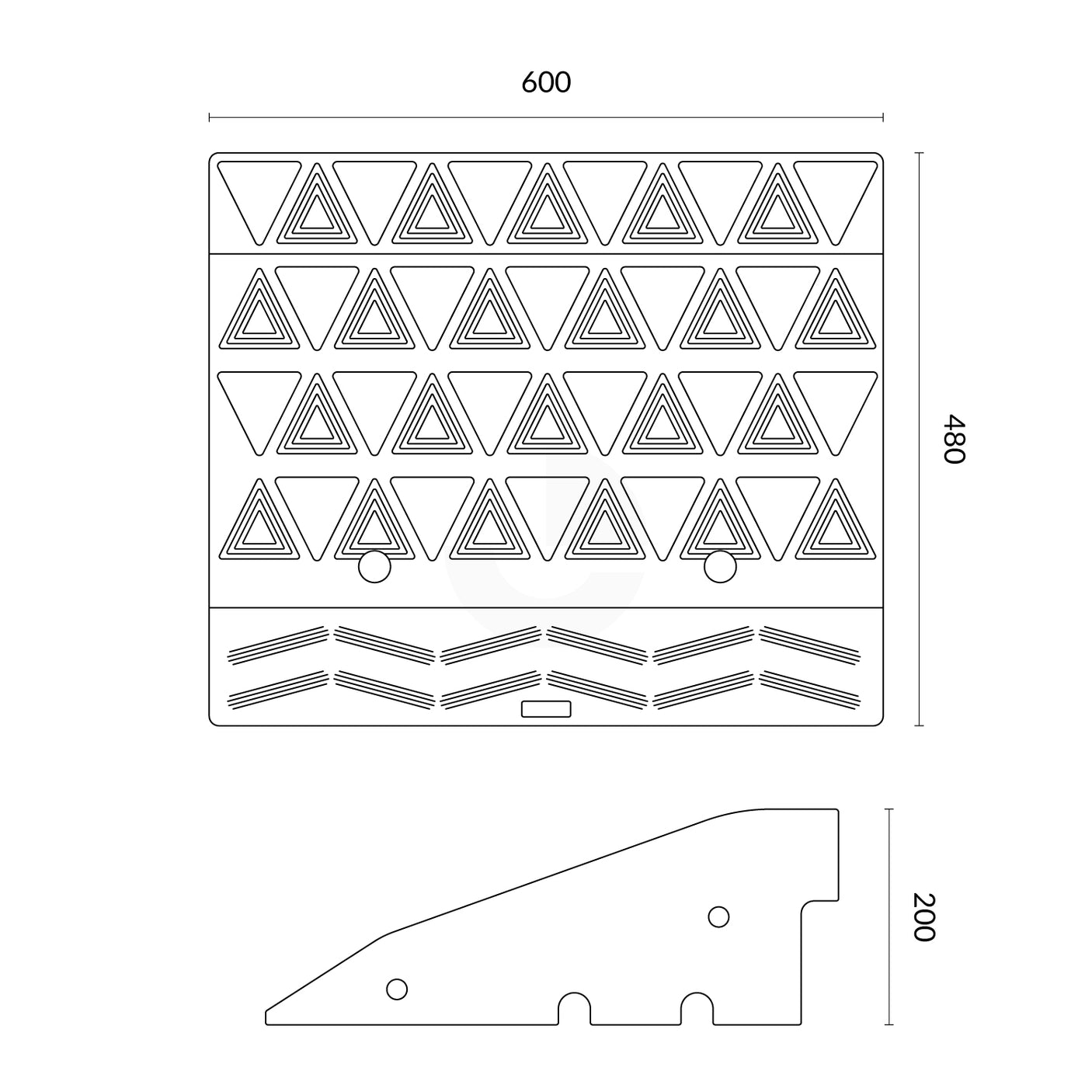 Kerb Ramp Rubber High-Vis Reflectors 200mm High