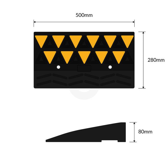 Kerb Ramp Rubber High-Vis Reflectors - 80mm High