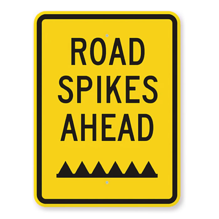 Road Spikes Ahead Sign