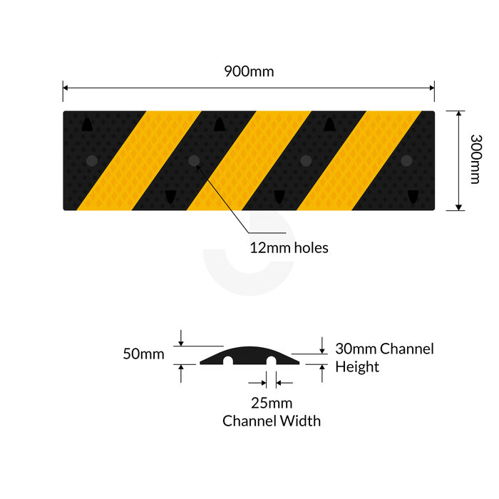 Speed Hump Cable Protector 2 Channel - Black & Orange