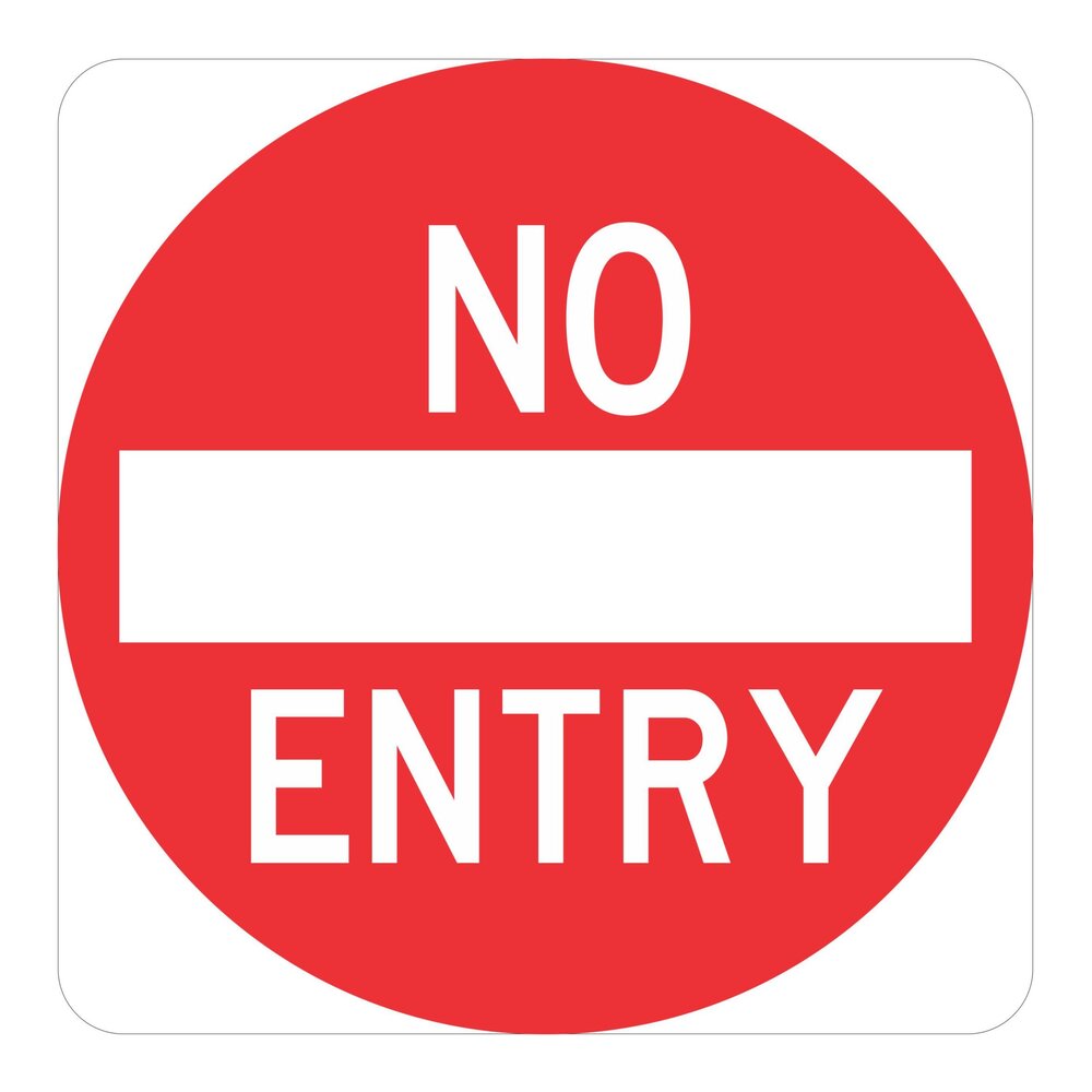R2-4 "No Entry" Sign, 450mm x 450mm, Red Text on Reflective White Background Aluminium Sign