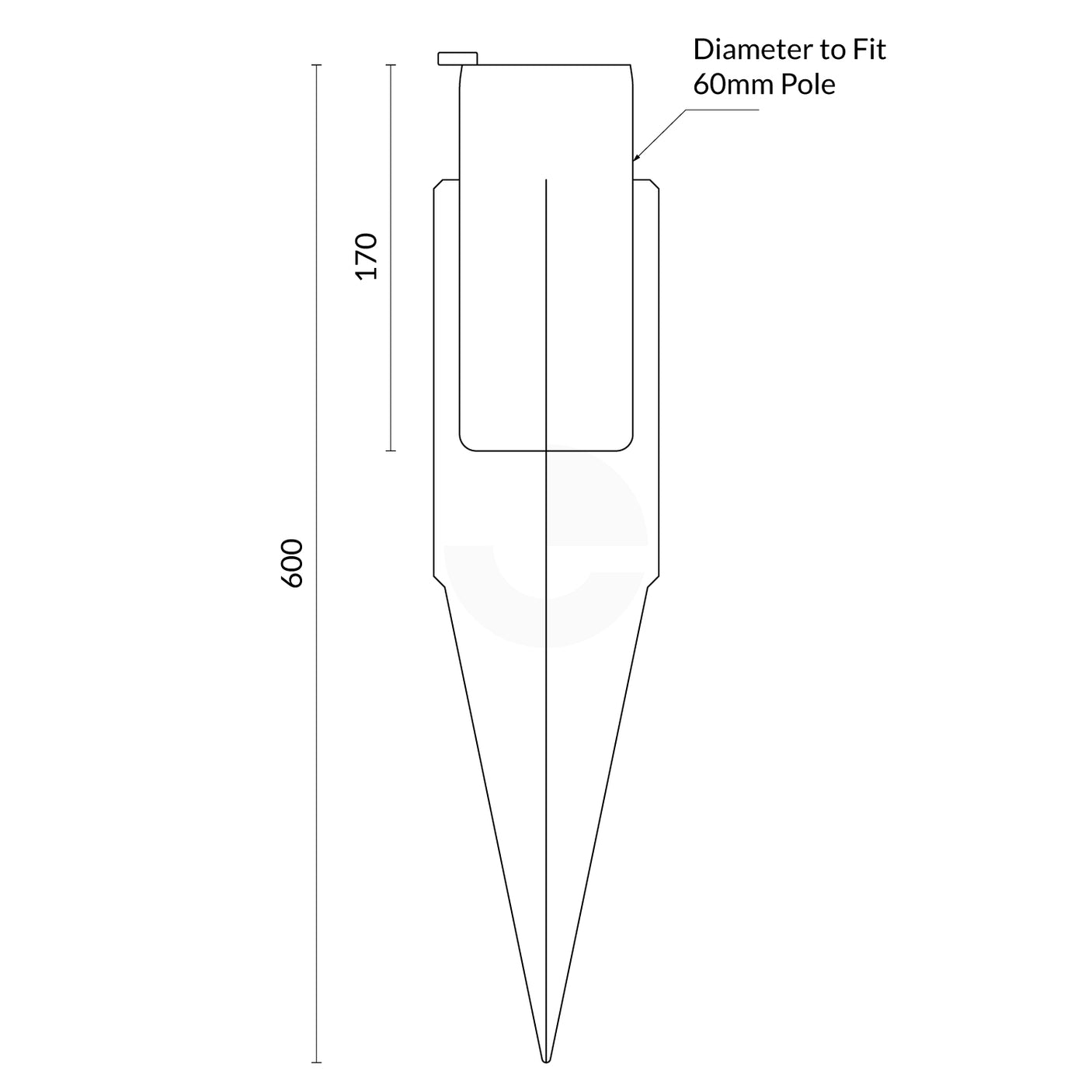 Sign Post Spike In Ground 600mm Including Wedge Key